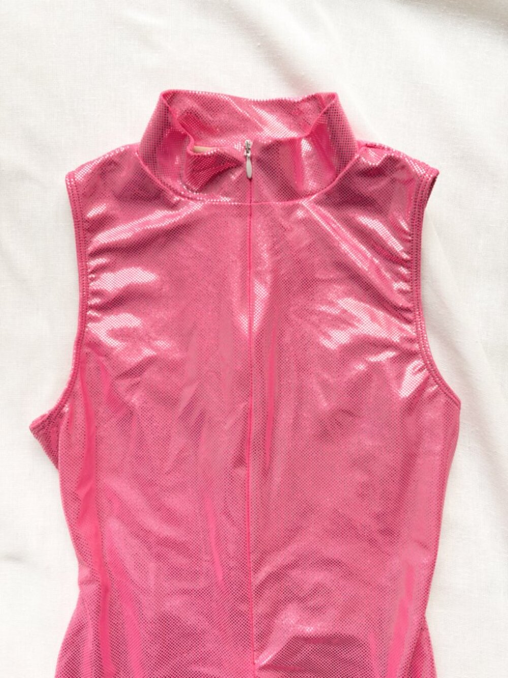 American Apparel Metallic Pink Bodysuit/Swimsuit Sparkly Festival Barbiecore - Picture 3 of 7